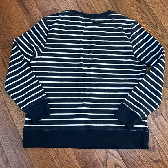 Amazon Essentials Fleece Crewneck Pullover Navy and White Striped size M - Picture 2 of 6